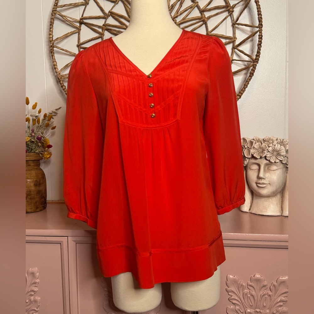 Shoshanna Vibrant Red Blouse with Button Accents size‎ 6